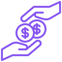 Icônes représentant deux mains séparées par deux symboles dollars - Tarifs et cout de la séance